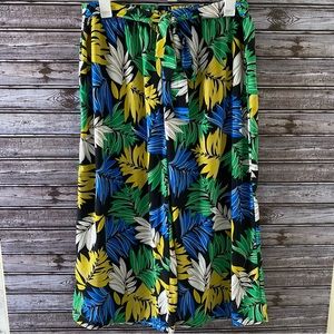 NWT Zenobia‎ Tropical Leaf Print Cropped Flowy Pants Size 2X
